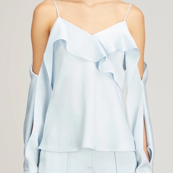 ❤️ Brand new with tags Jonathan Simkhai Diane off shoulder top in light sky - Picture 1 of 10